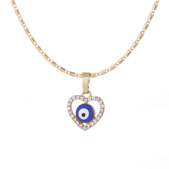 Evil Eye Heart-shaped Pendant Necklace.