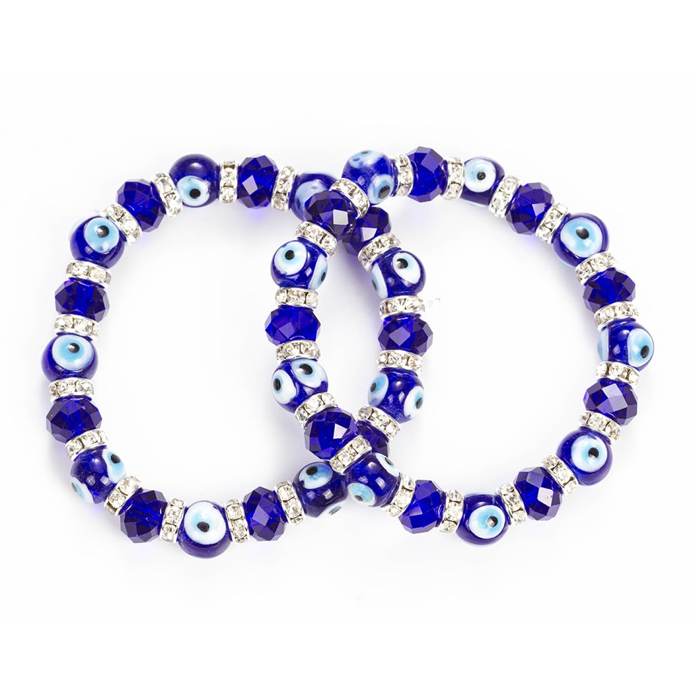 Evil Eye Glass Beaded Bracelet