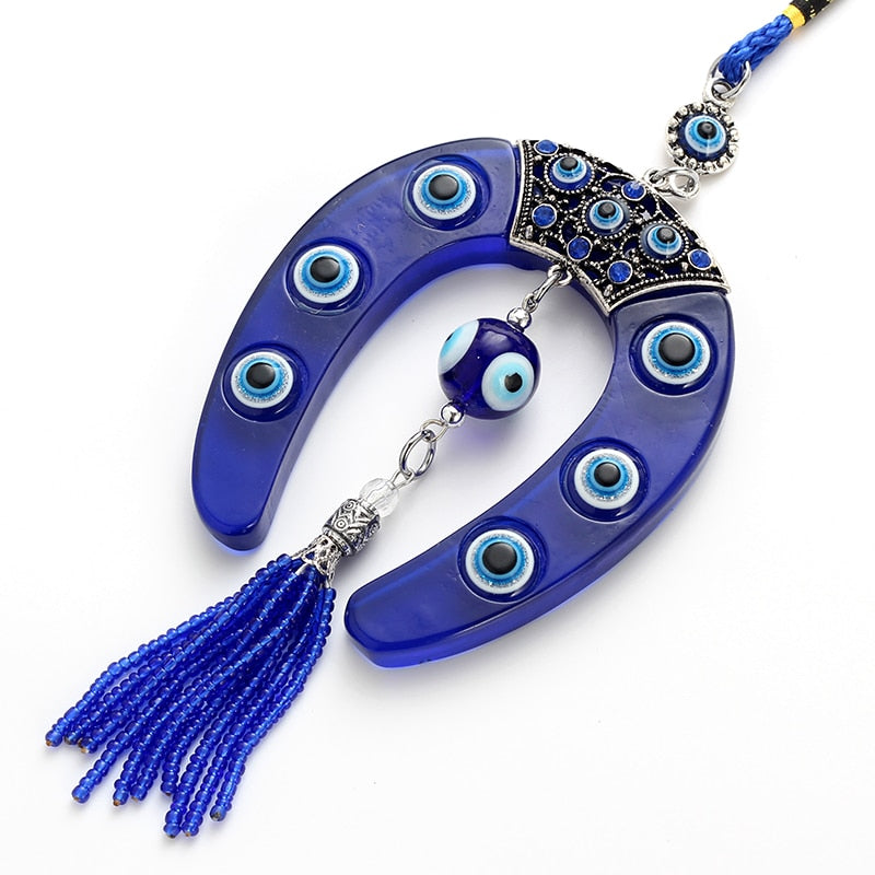 Evil Eye Blue Horseshoe Shape Keychain