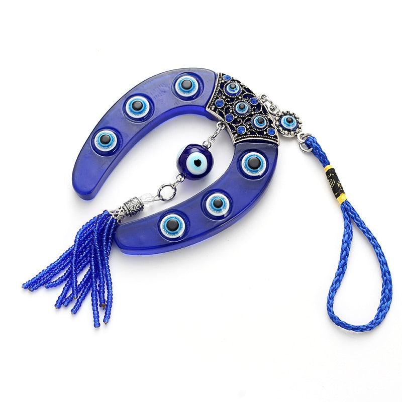 Evil Eye Blue Horseshoe Shape Keychain