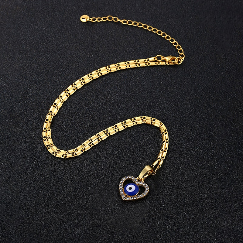 Evil Eye Heart-shaped Pendant Necklace.