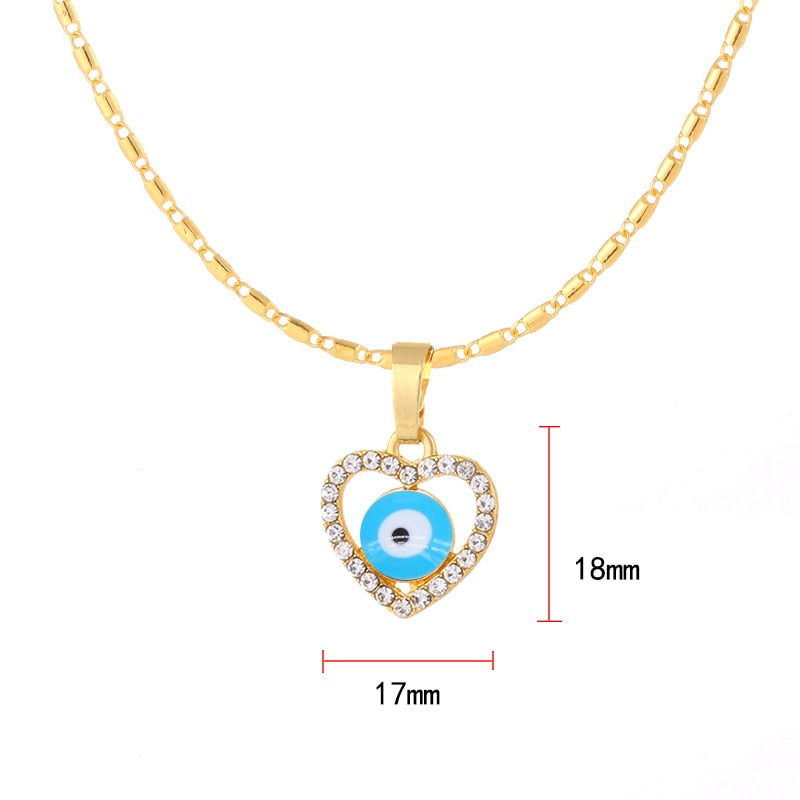 Evil Eye Heart-shaped Pendant Necklace
