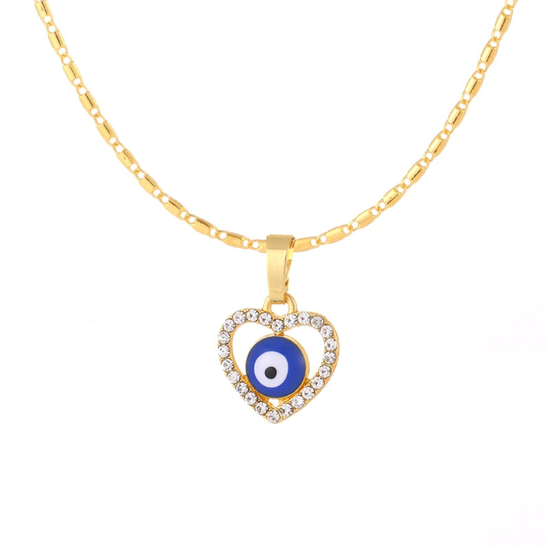 Evil Eye Heart-shaped Pendant Necklace.