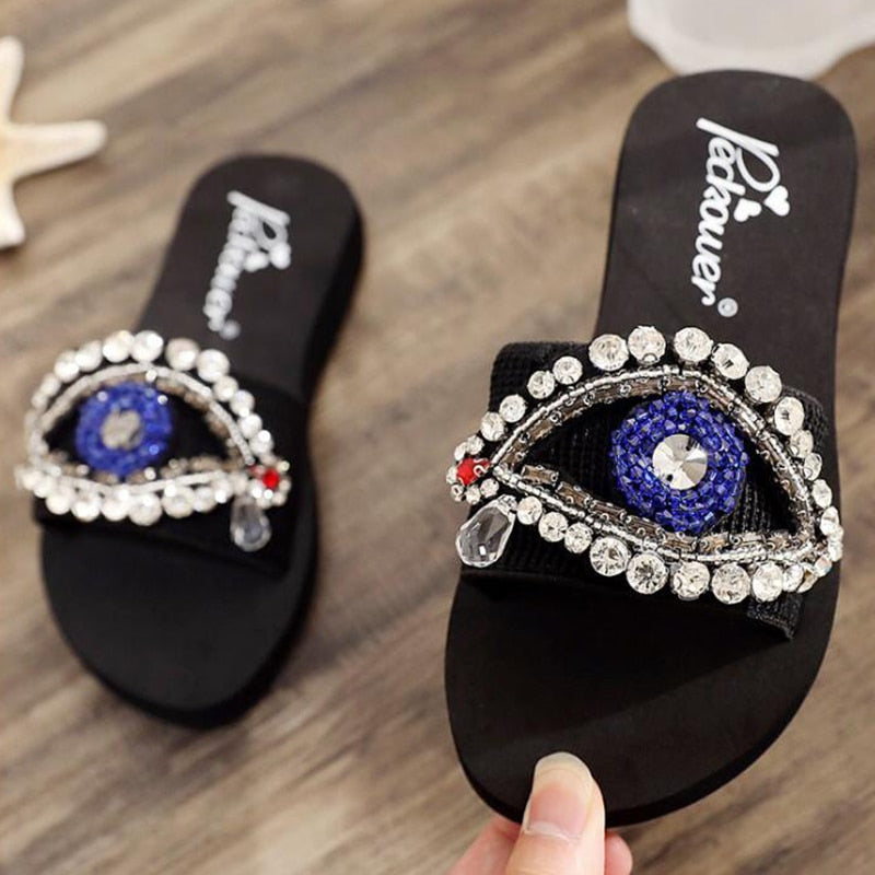 stylish evil eye sandals