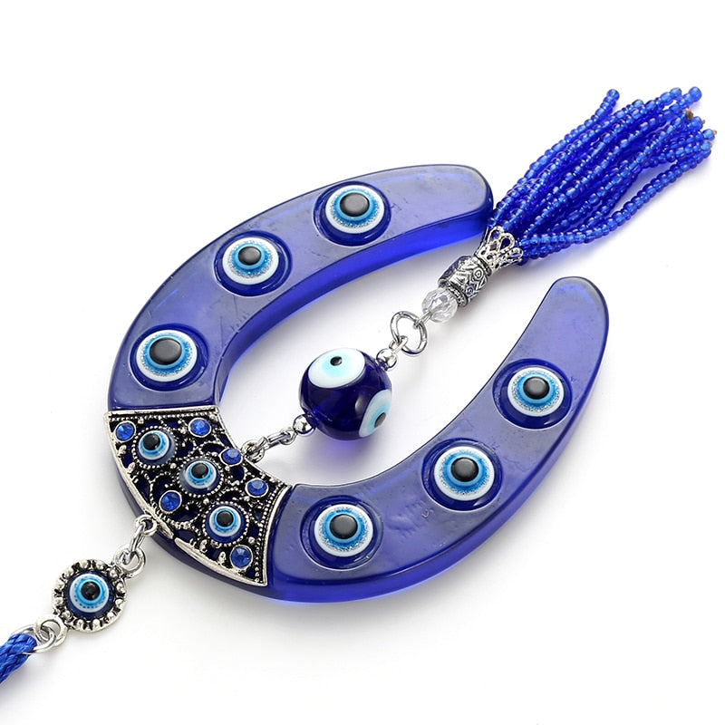 Evil Eye Blue Horseshoe Shape Keychain