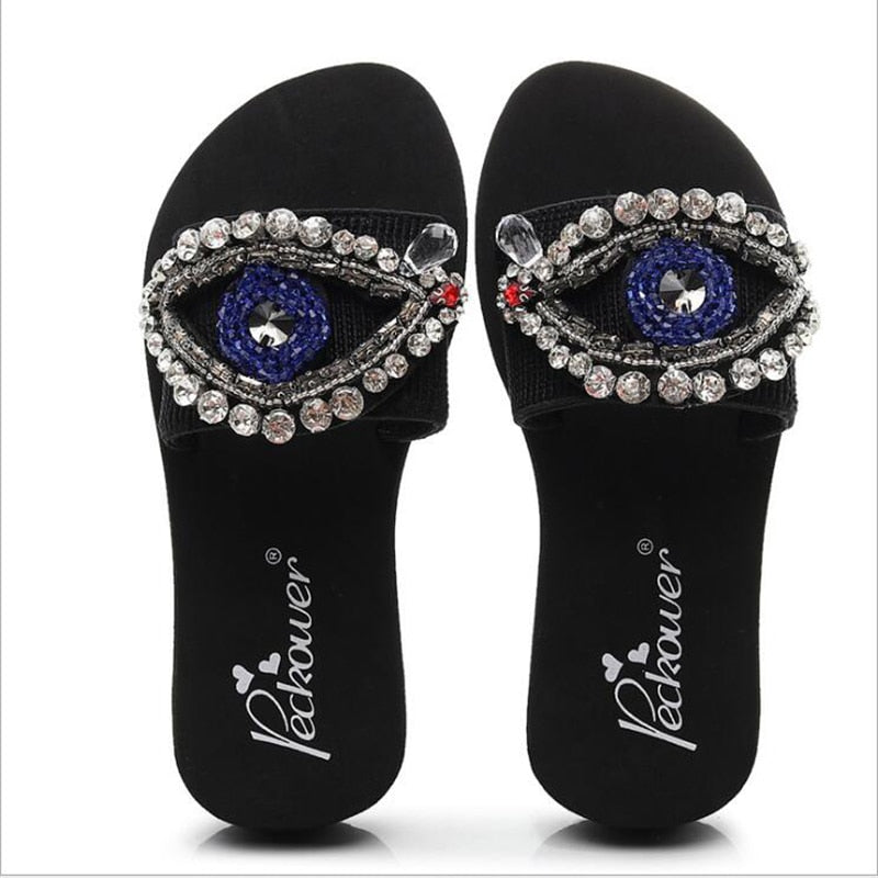 stylish evil eye sandals