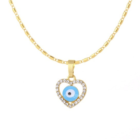 Evil Eye Heart-shaped Pendant Necklace.
