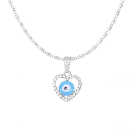 Evil Eye Heart-shaped Pendant Necklace.