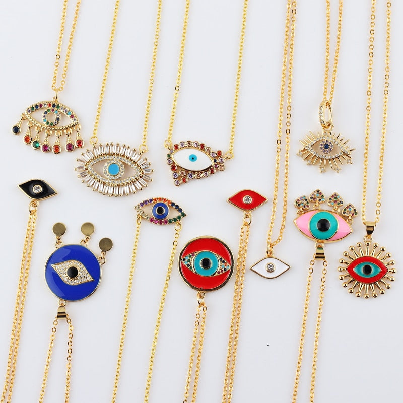 evil eye golden necklace