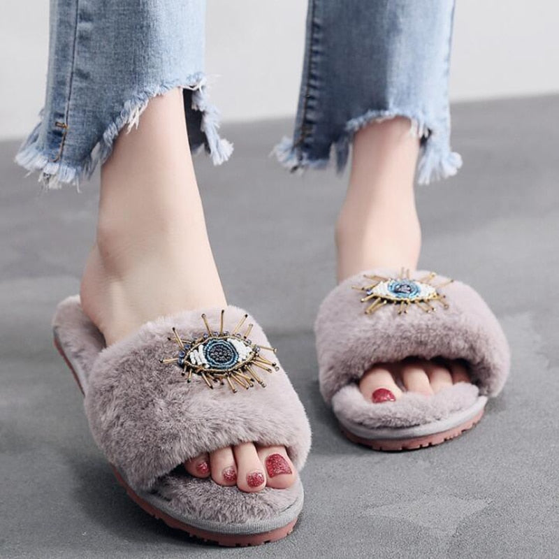 Black Evil Eye Rhinestone Soft Shoes