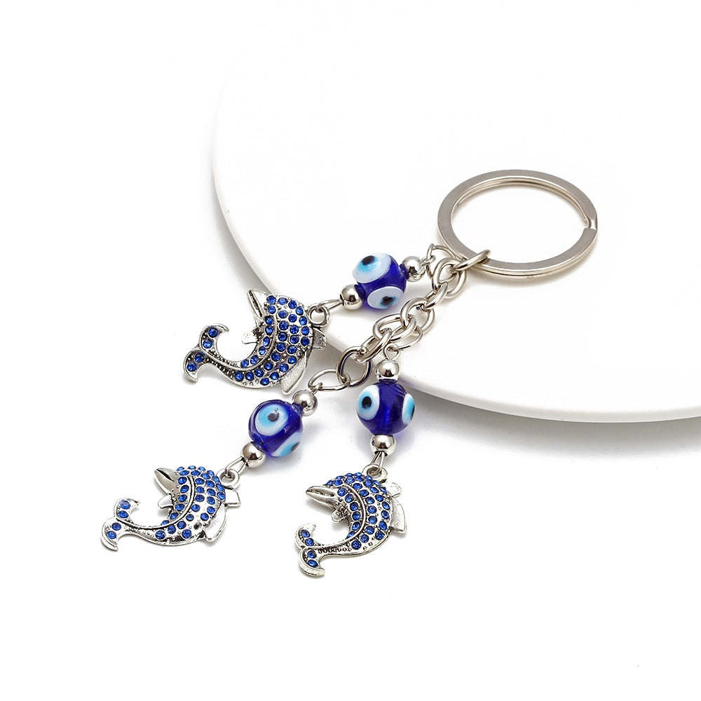 Evil Eye Dolphin keychain