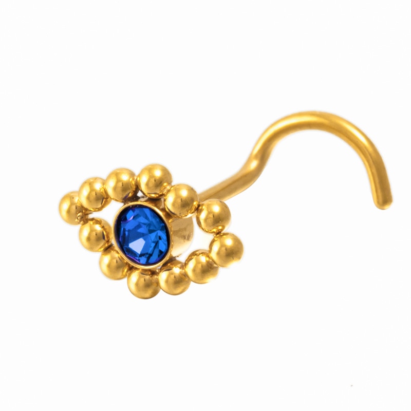 Evil Eye Blue Rhinestones Nose cuff