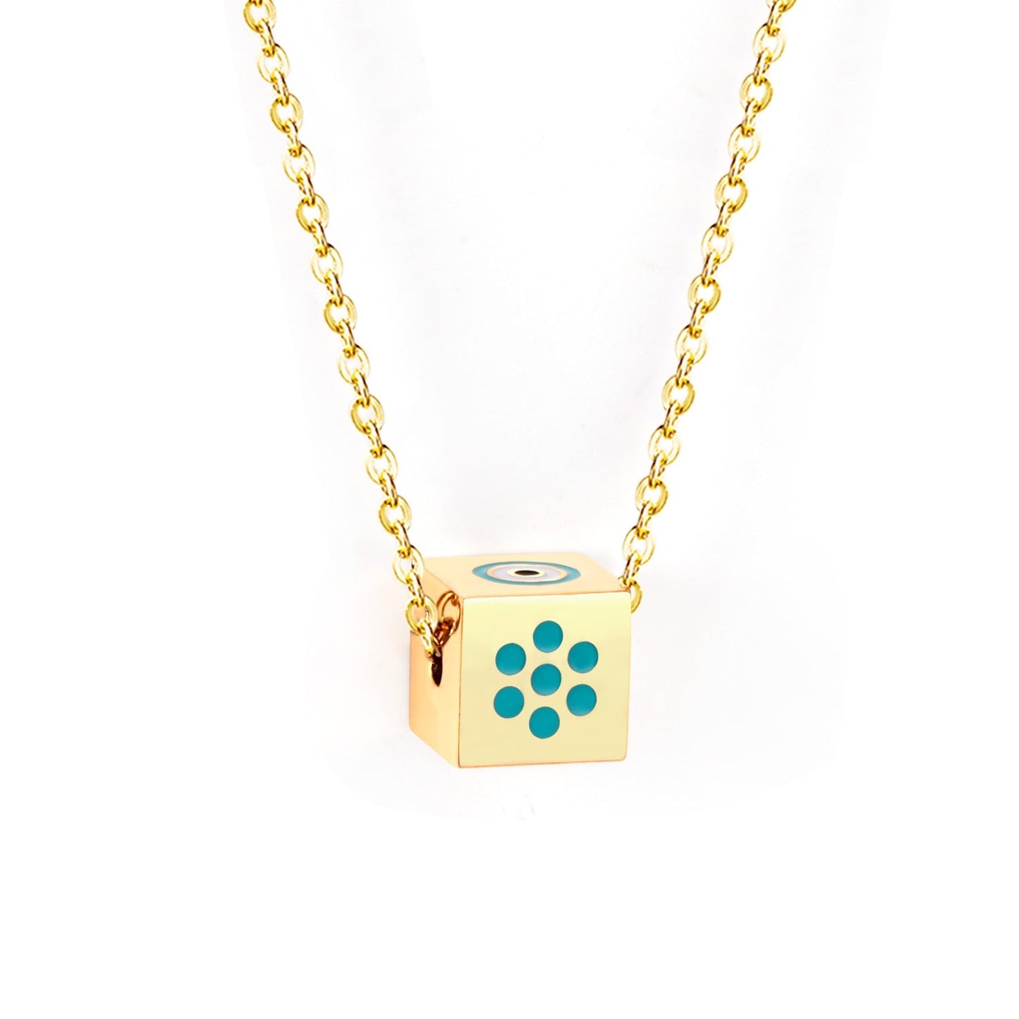 cubic evil eye pendant necklace