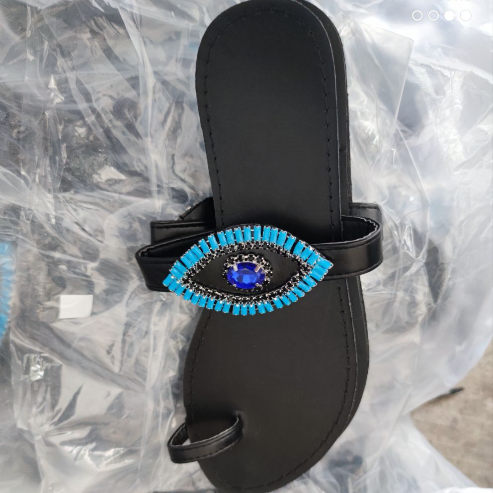 Flat Black Classic Evil Eye Sandals