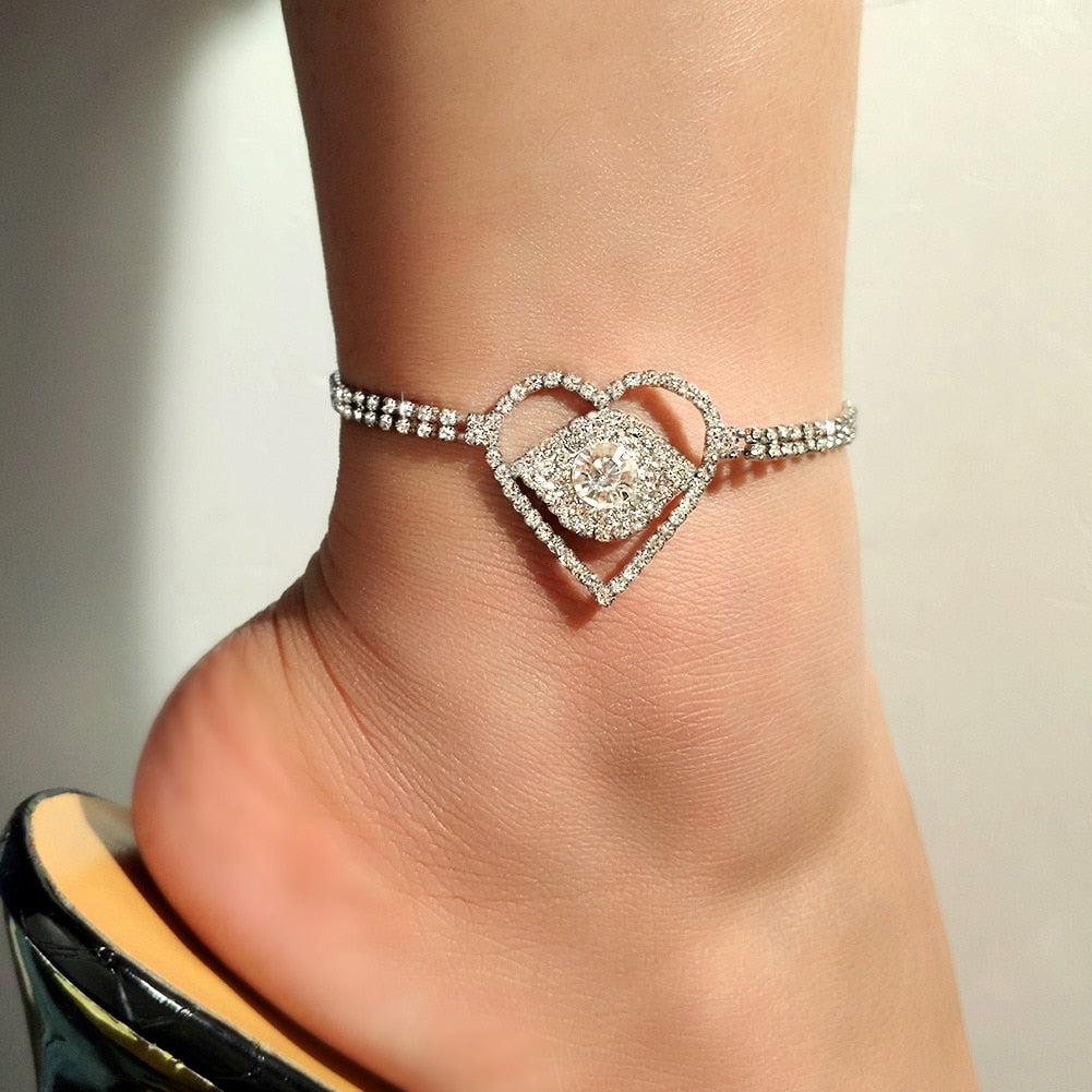 Evil Eye Shiny Crystal Tennis Anklet