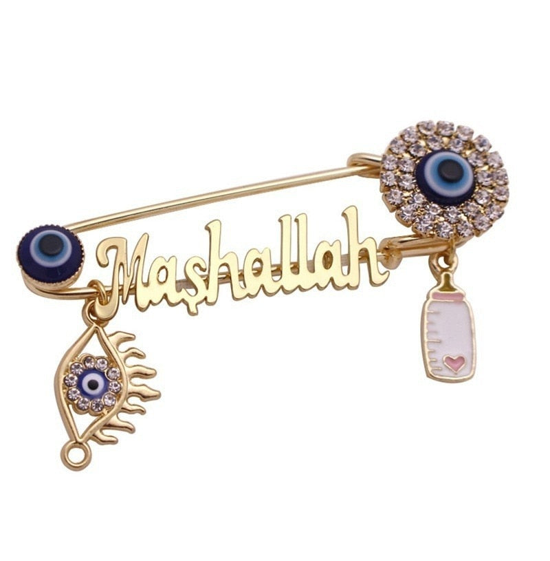 Muslim Mashallah Evil Eye Brooch Amulet
