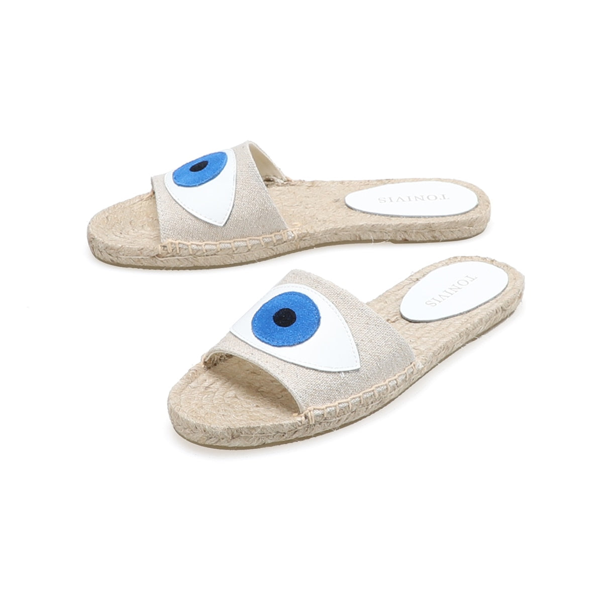 evil eye slide sandals