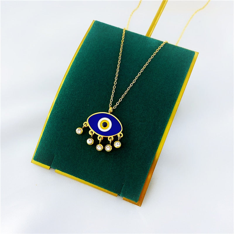 stainless steel evil eye pendant