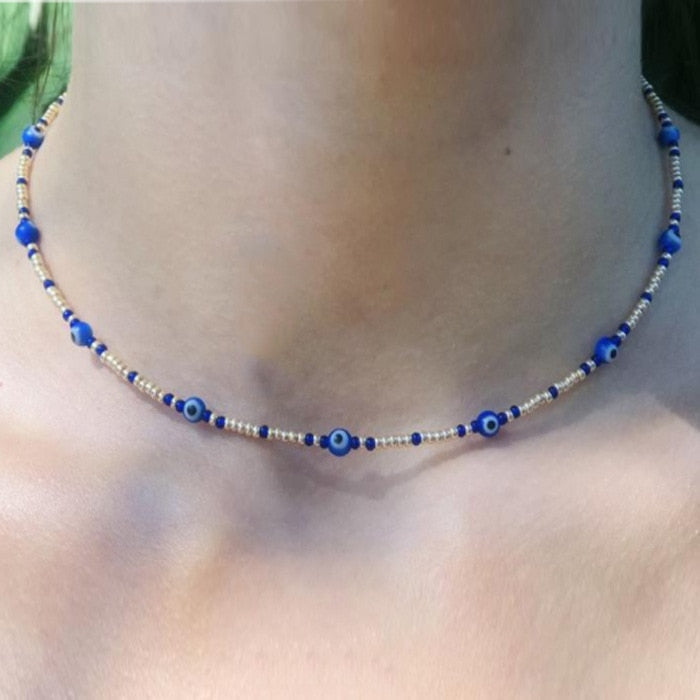 Evil Eye Beads Choker Necklace