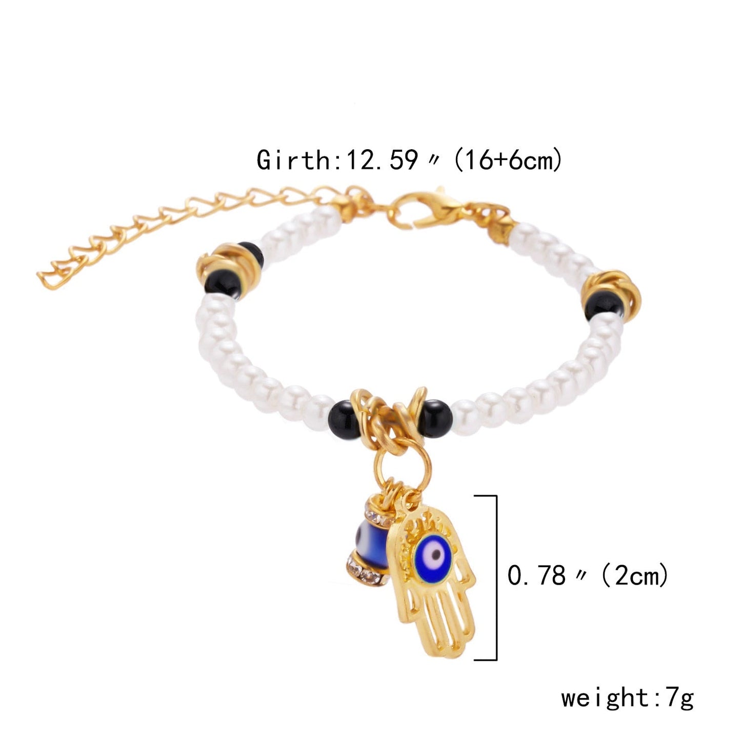Golden Hamsa Hand Evil Eye Bracelet