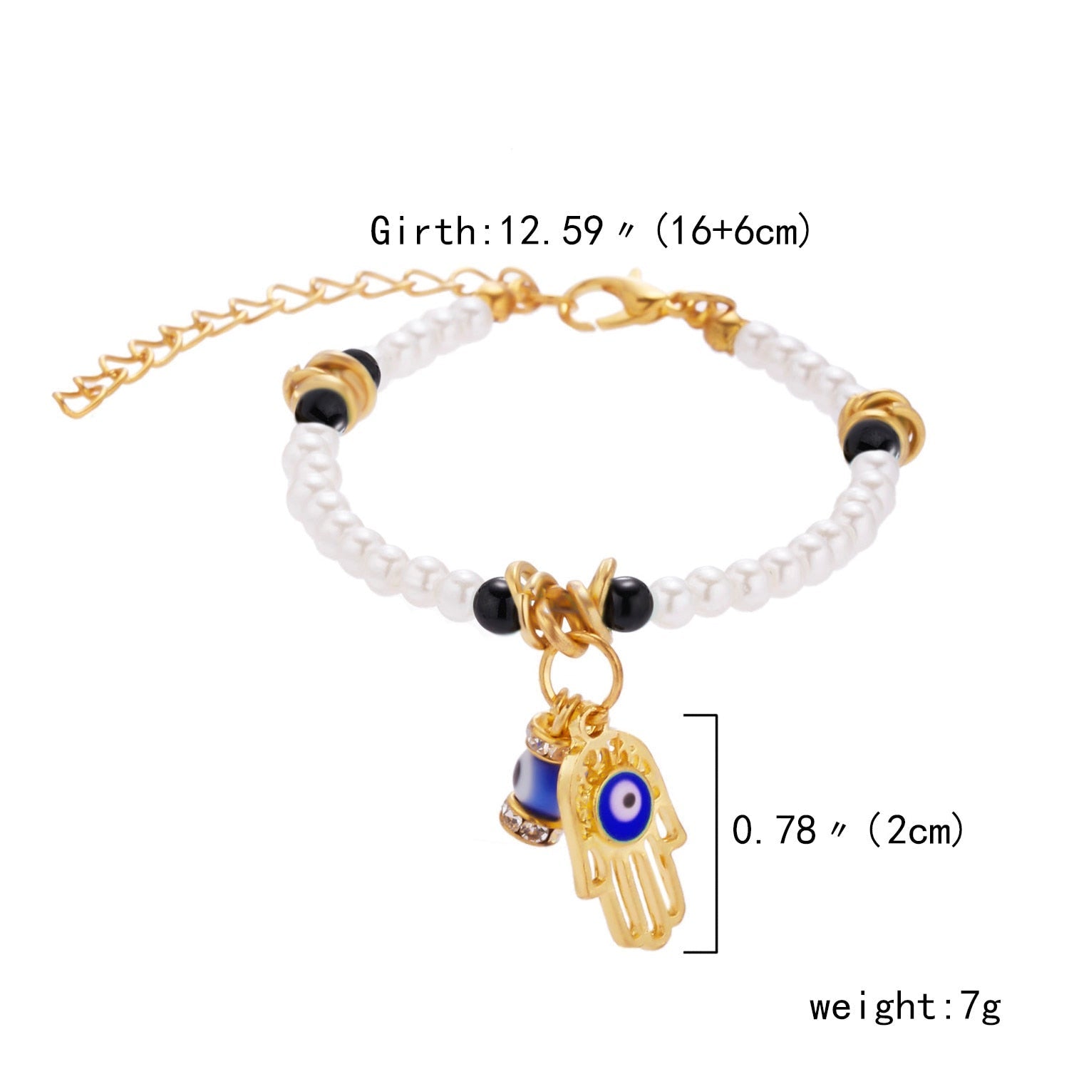 Golden Hamsa Hand Evil Eye Bracelet