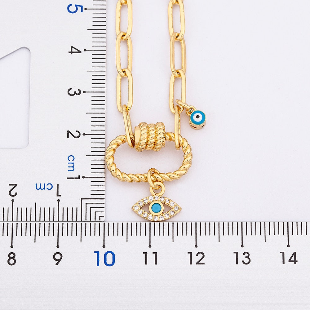 Zircon Evil Eye Pendant Bracelet