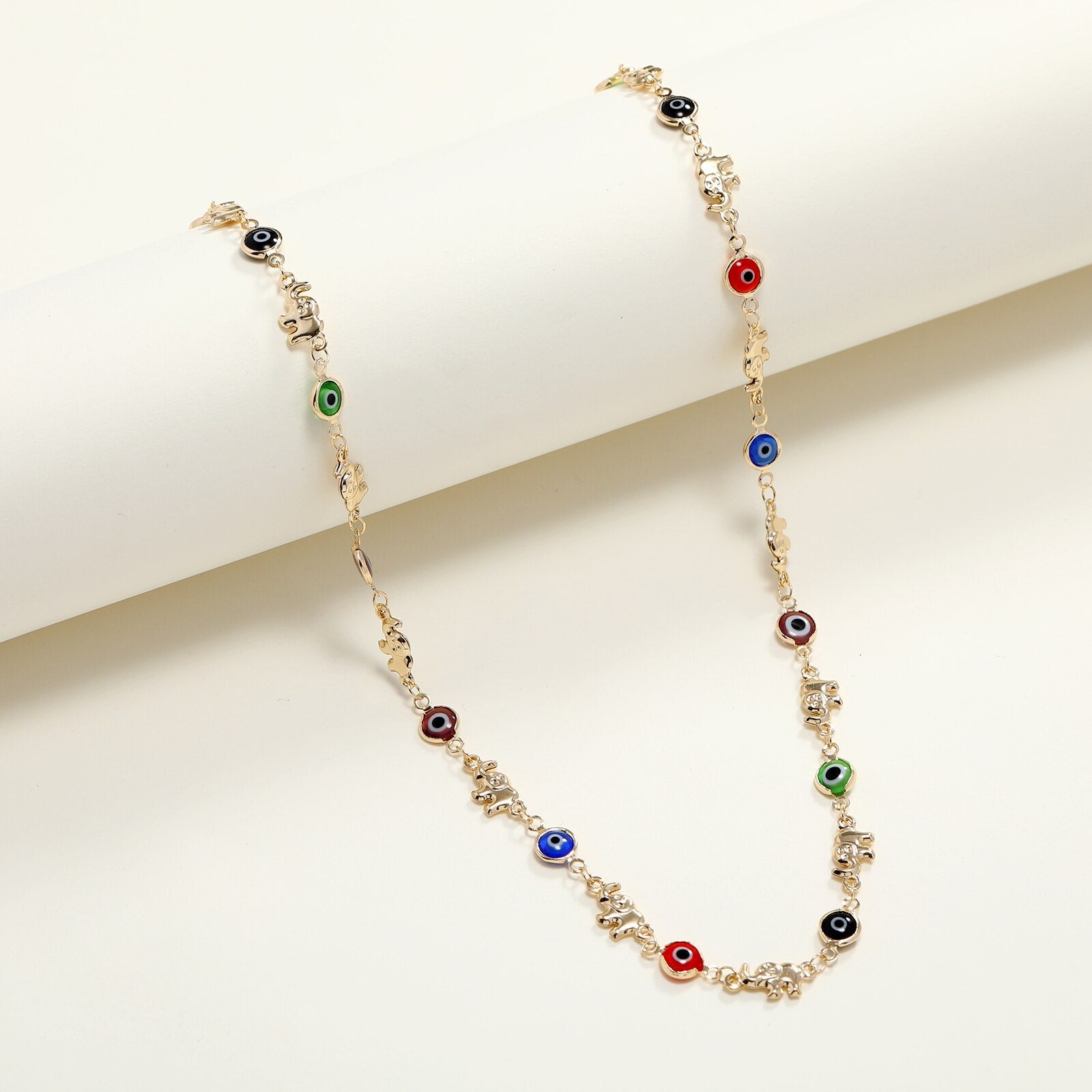 Evil Eye 14K Gold Plated Linked Necklace