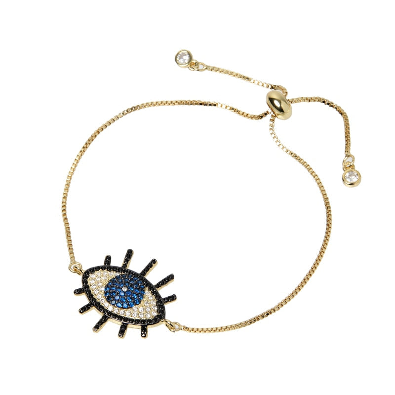 Multicolor Crystal Evil Eye Charm Bracelet