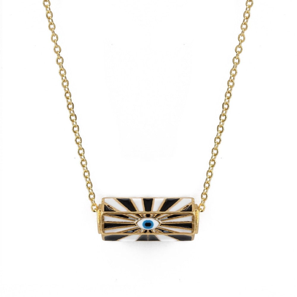 evil eye rolling pendant necklace