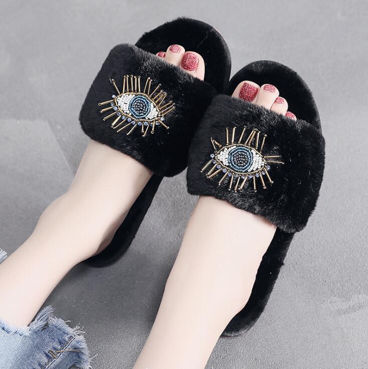 Black Evil Eye Rhinestone Soft Shoes