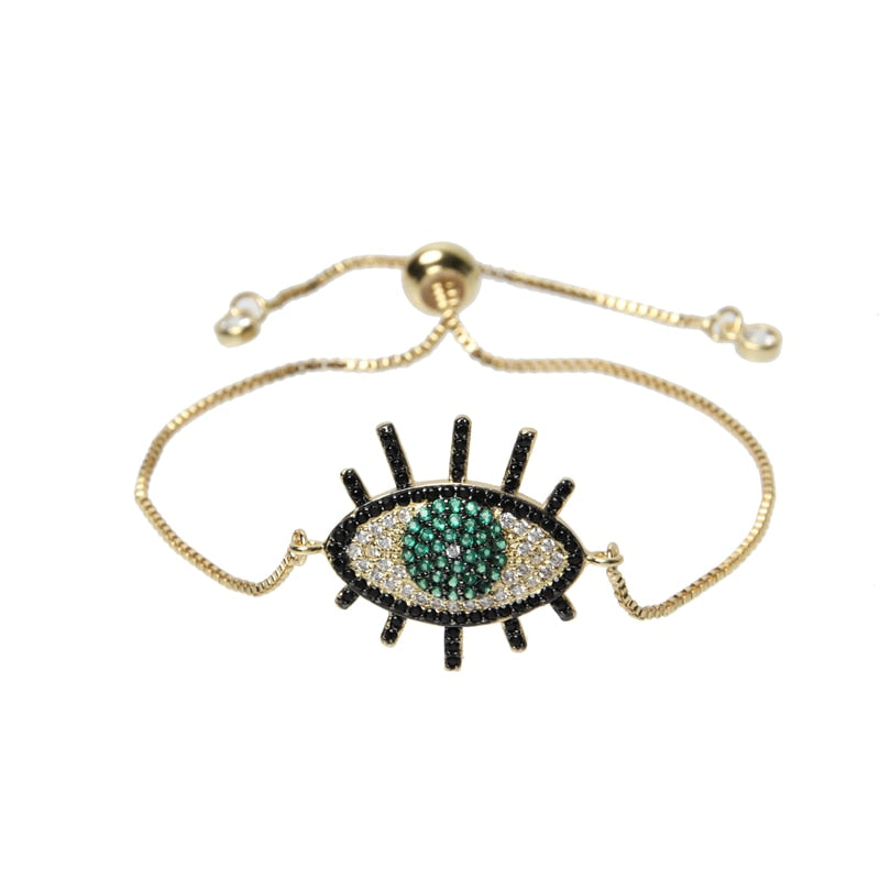 Multicolor Crystal Evil Eye Charm Bracelet