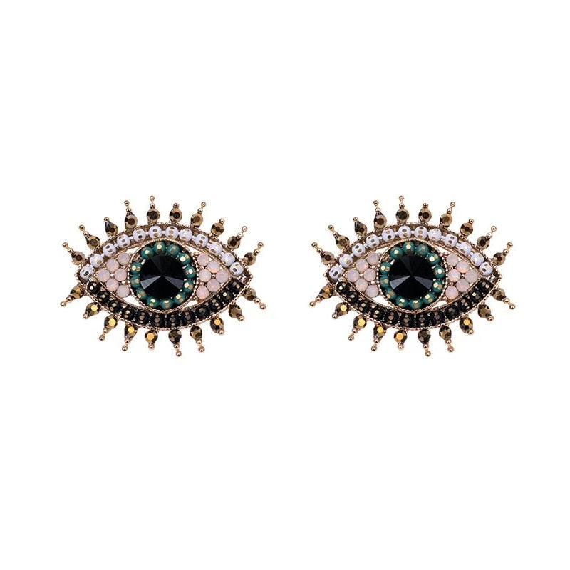 Rhinestone Evil Eye Drop Earrings