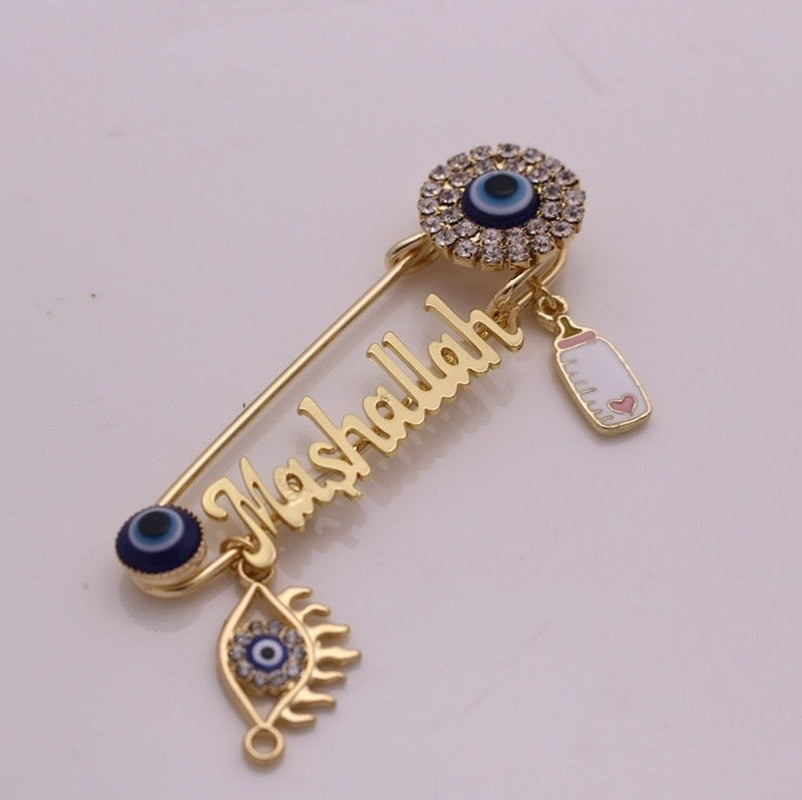 Muslim Mashallah Evil Eye Brooch Amulet