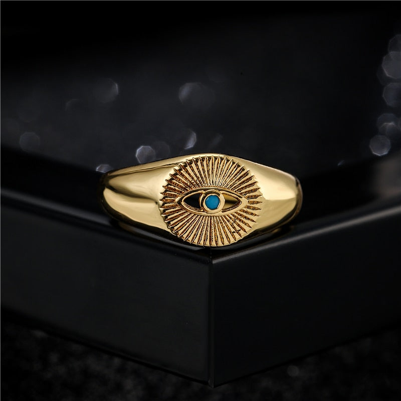 Evil Eye Golden Ring Jewelry
