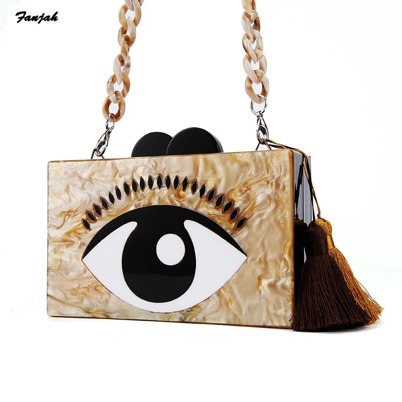 Coffee Color Evil Eye acrylic clutch Purse