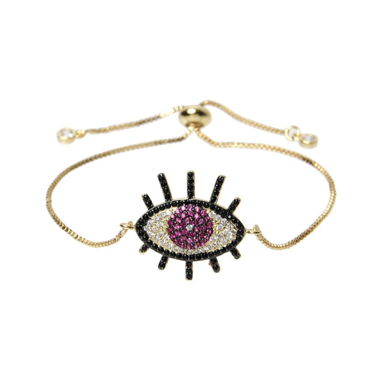Multicolor Crystal Evil Eye Charm Bracelet