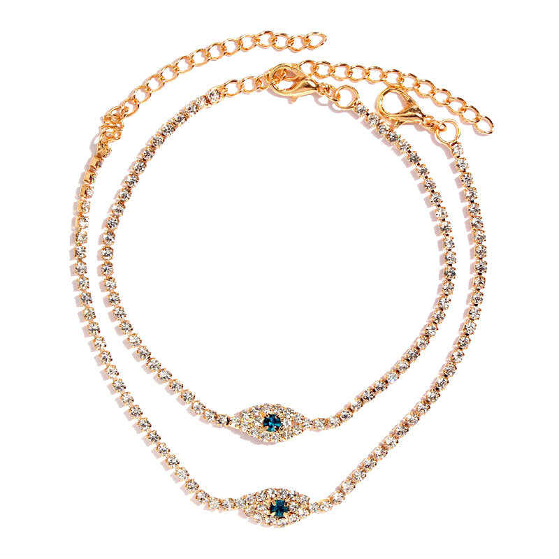 Evil Eye Shiny Crystal Tennis Anklet
