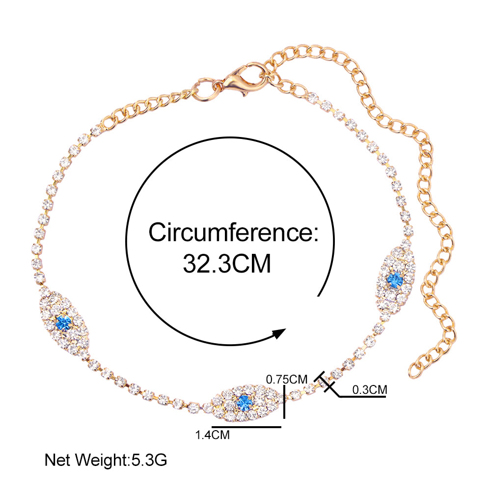 Evil Eye White Zircon Anklet