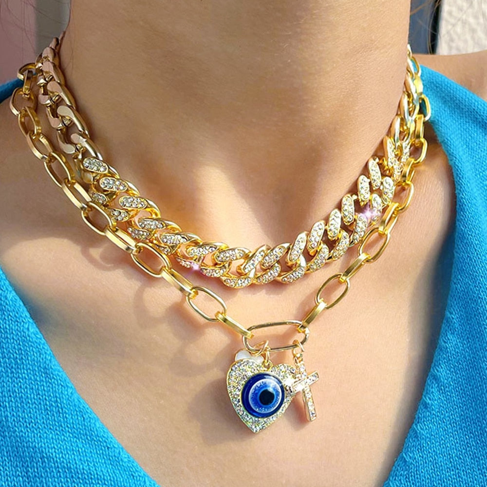 heart shape evil eye necklace