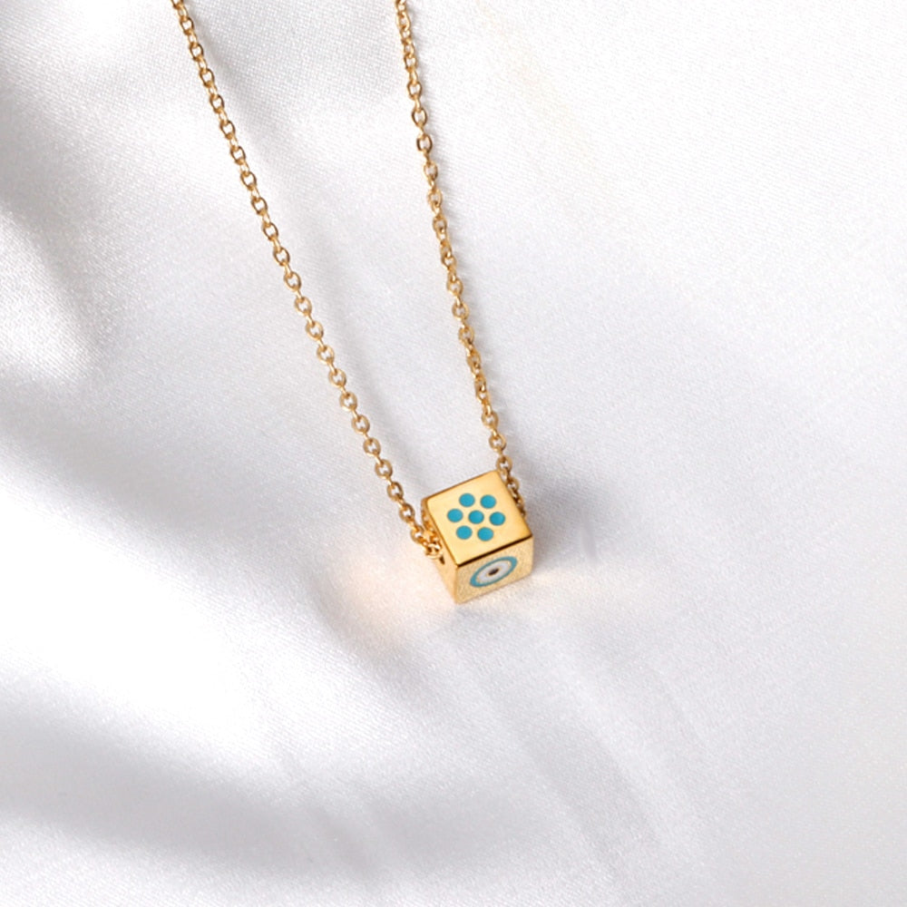 cubic evil eye pendant necklace