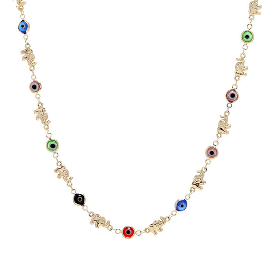 Evil Eye 14K Gold Plated Linked Necklace