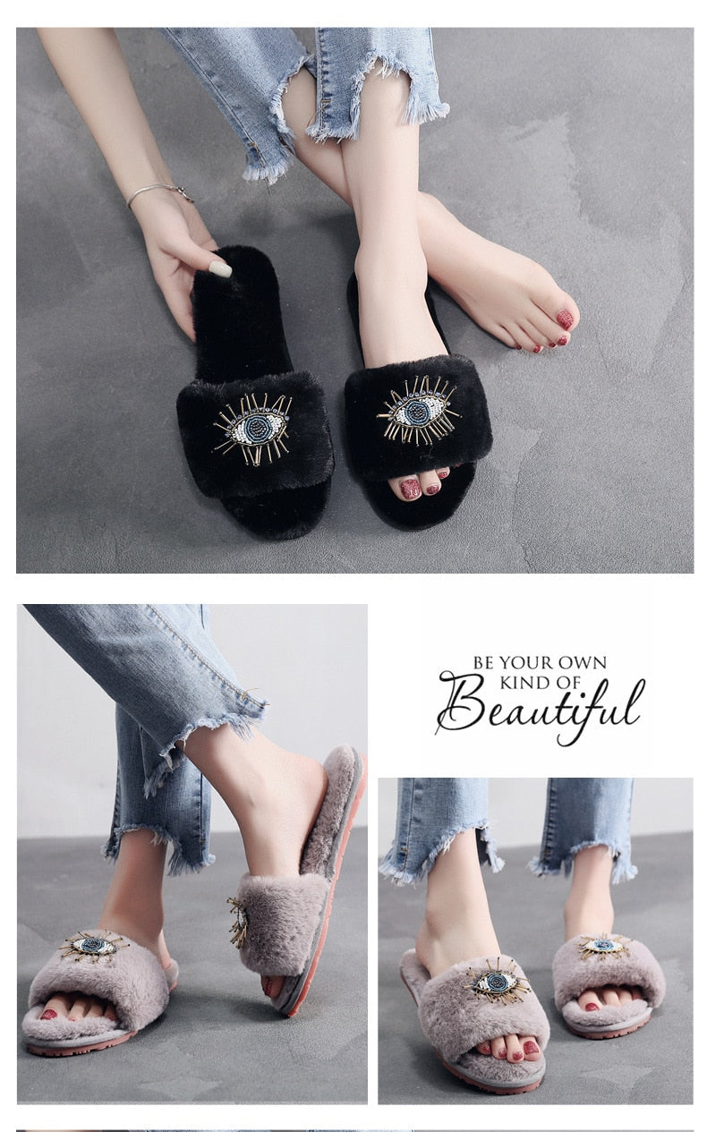 Black Evil Eye Rhinestone Soft Shoes