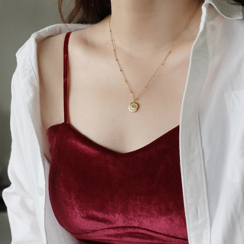 14K Gold Style Evil Eye Necklace
