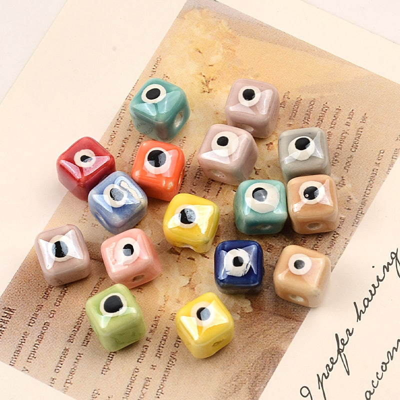 Colorful Evil Eye Cubic Beads