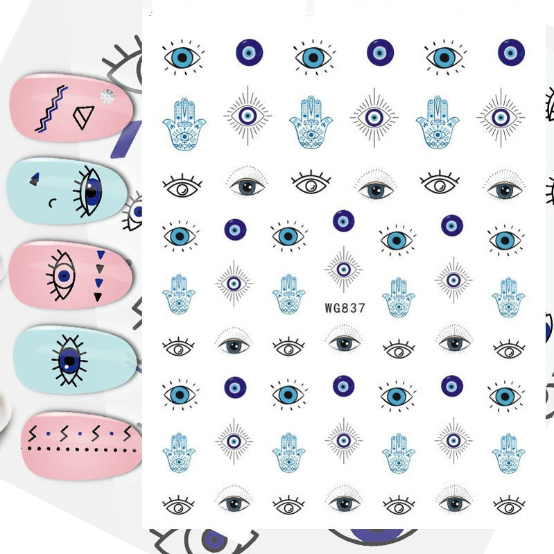 Evil Eye 3D Design Nails Stickers