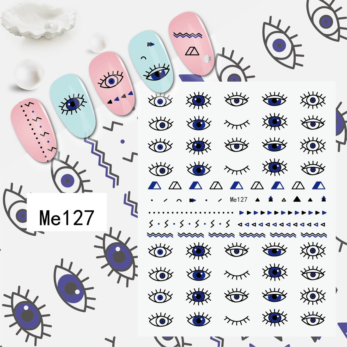 3D Colorful Eye Nail Stickers