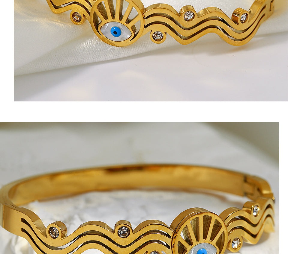 Evil Eye Gold Bangle Bracelet