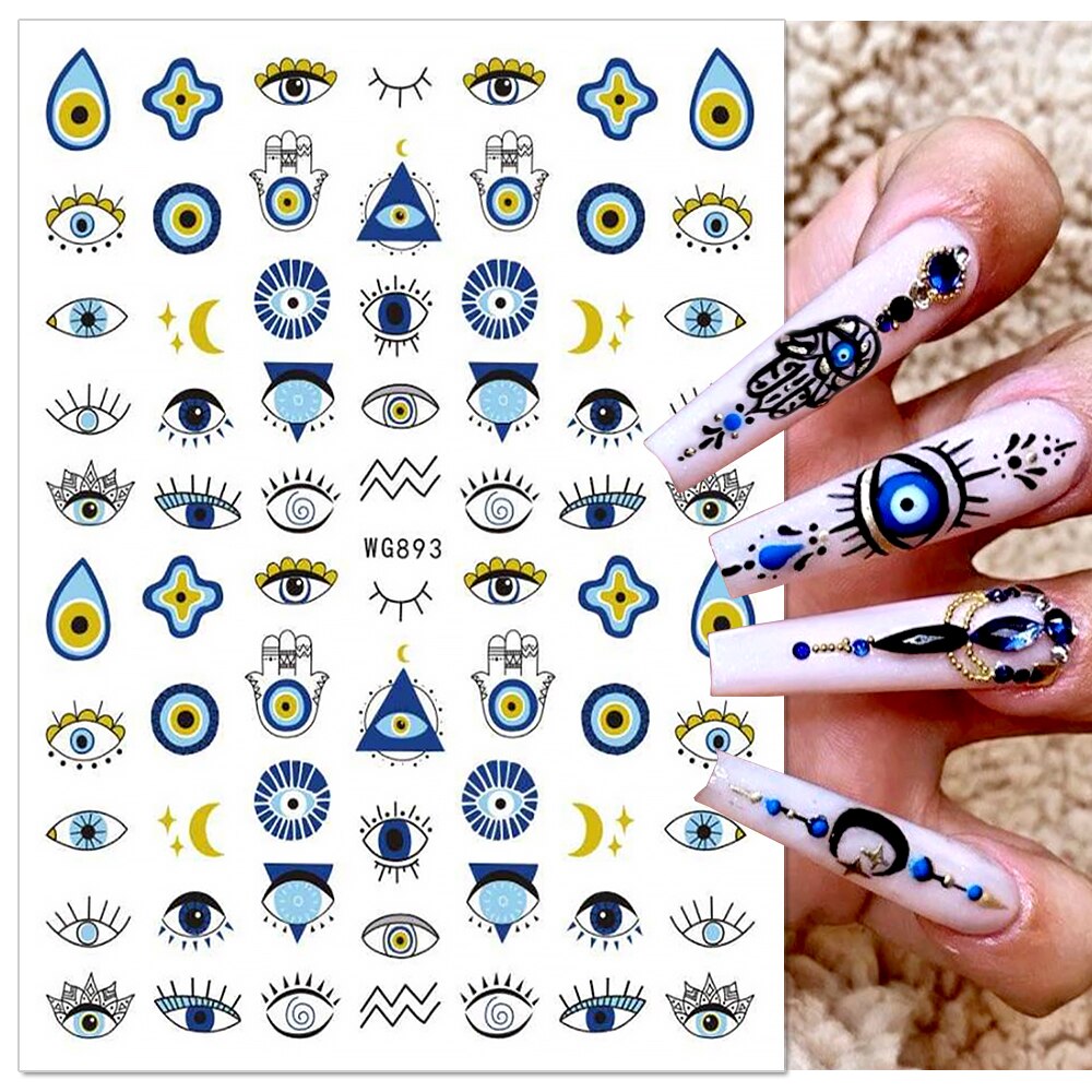 3D Colorful Eye Nail Stickers