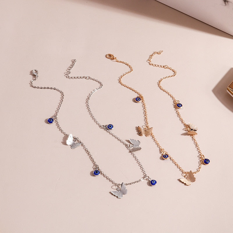Crystal Blue Evil Eye Pendant Necklace