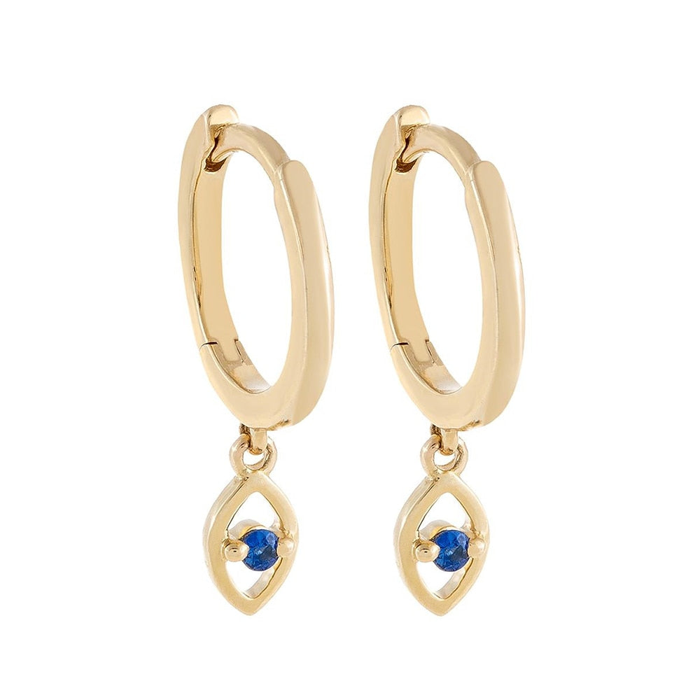 Stainless Steel Evil Eye Hoop Earrings